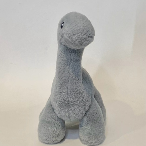 Baby Dinosaur Brontosaurus Plush Rattle Toy Gray Embroidered Eyes KellyToy 12” - Picture 5 of 9